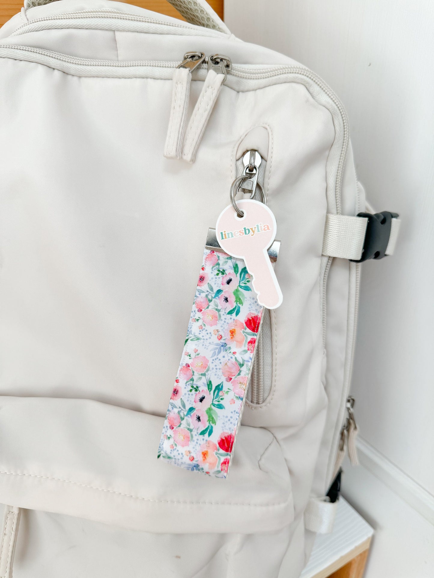 Pastel Girly Floral Key Fob I Watercolor Floral Themed Wristlet I Trendy Keychain
