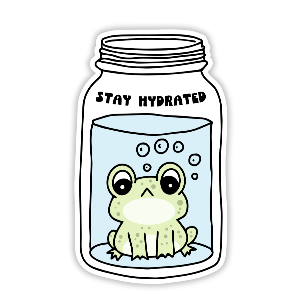 Stay hydrated frog in mason jar sticker