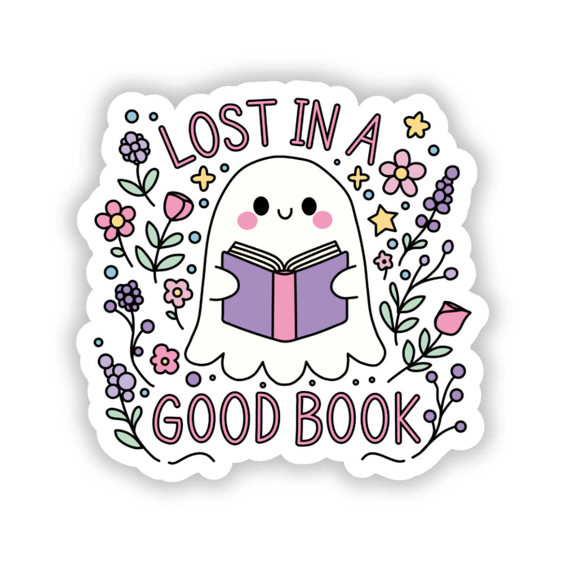 Lost in a good book sticker