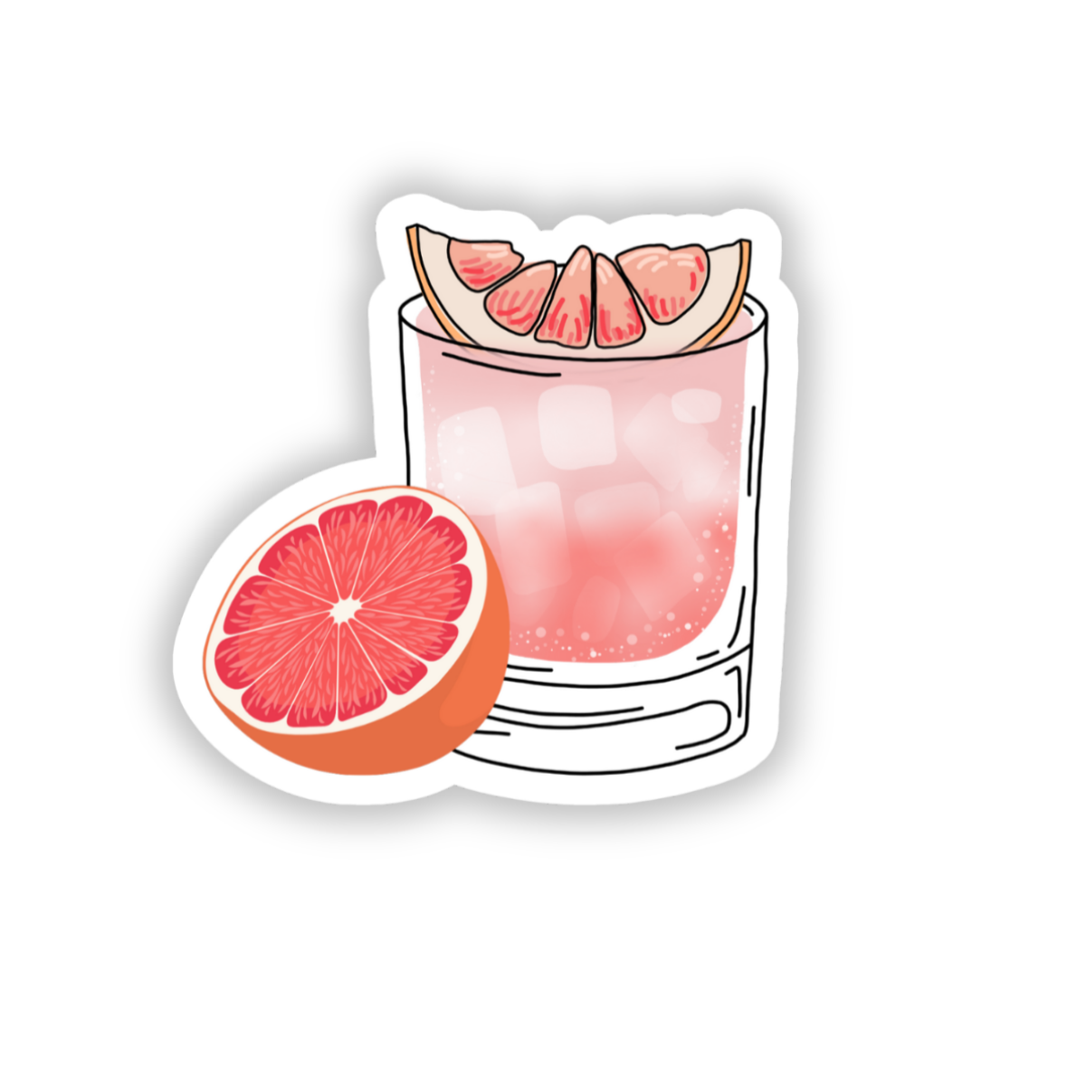 Paloma Cocktail Sticker - Cocktail Vinyl Sticker - Mixed Drink Sticker - Alcohol Sticker - Happy Hour Sticker- Mocktail Sticker - 21st Drink