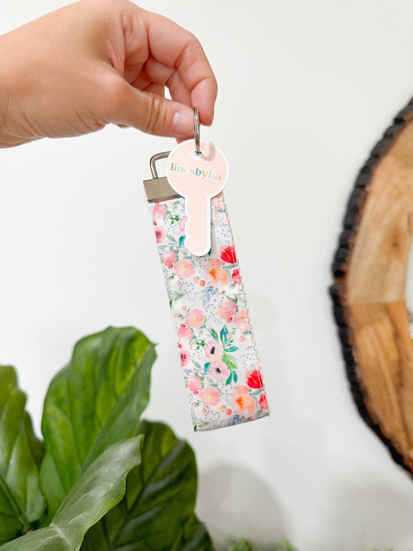 Pastel Girly Floral Key Fob I Watercolor Floral Themed Wristlet I Trendy Keychain
