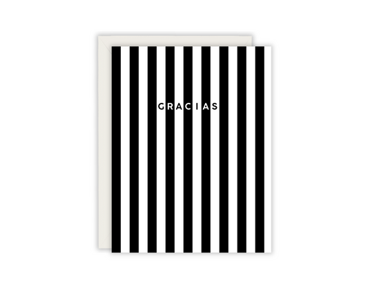 Black Striped Gracias Thank You Card | Spanish Greeting Card