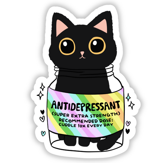 Colorful antidepressant cat sticker