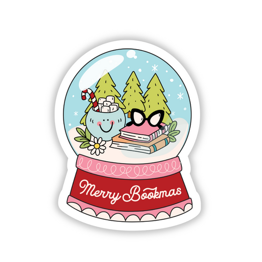 Merry bookmas snow globe sticker