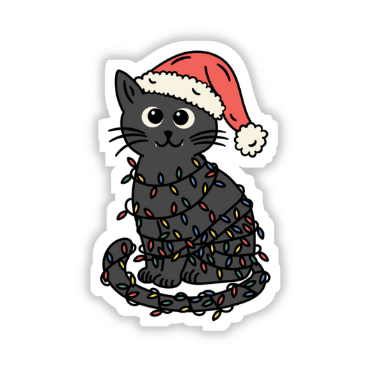 Cat in christmas lights sticker