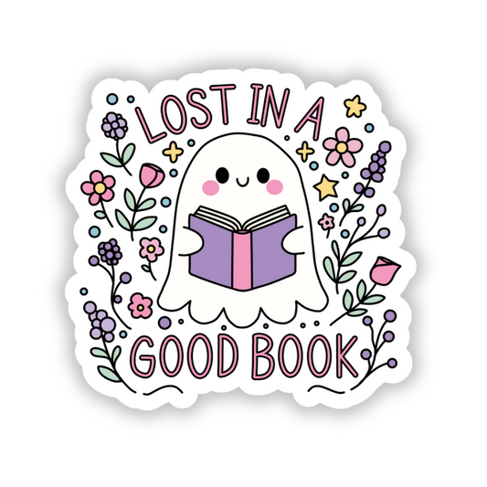 Lost in a good book sticker