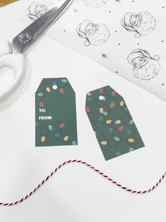 Christmas Lights Double Sided Christmas Gift Tag Set of 10