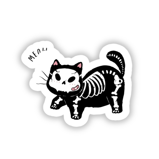 Skeleton cat sticker