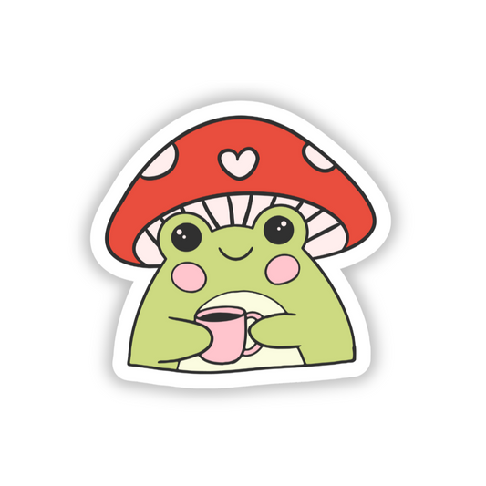 Cute mushroom frog sticker