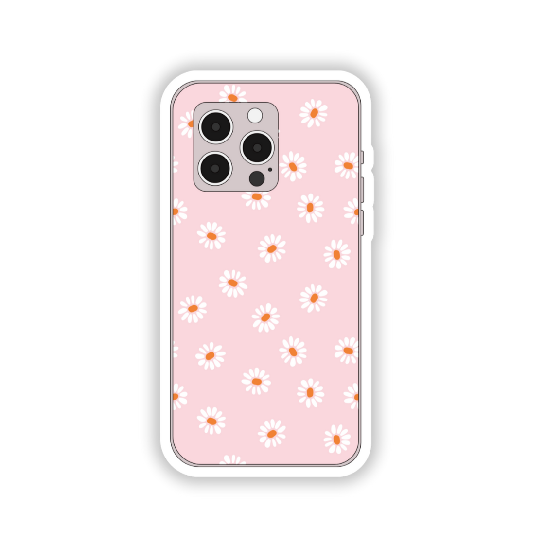 Pink floral phone sticker