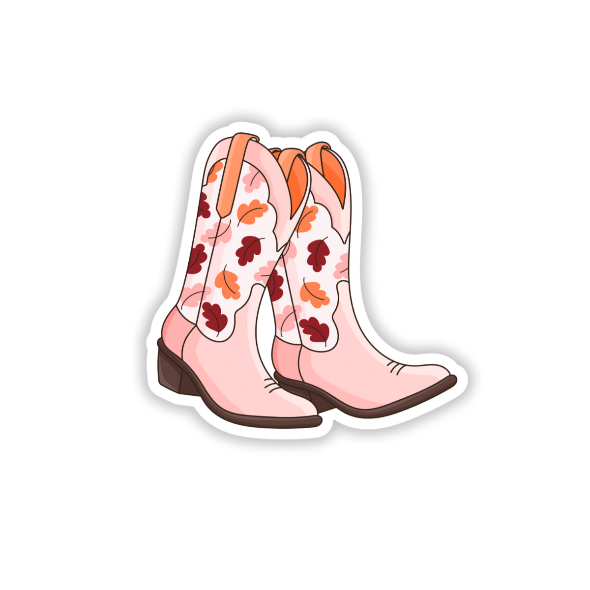 Pink fall cowgirl boots sticker