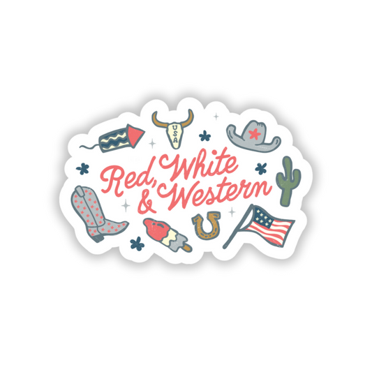 Red, white & western sticker