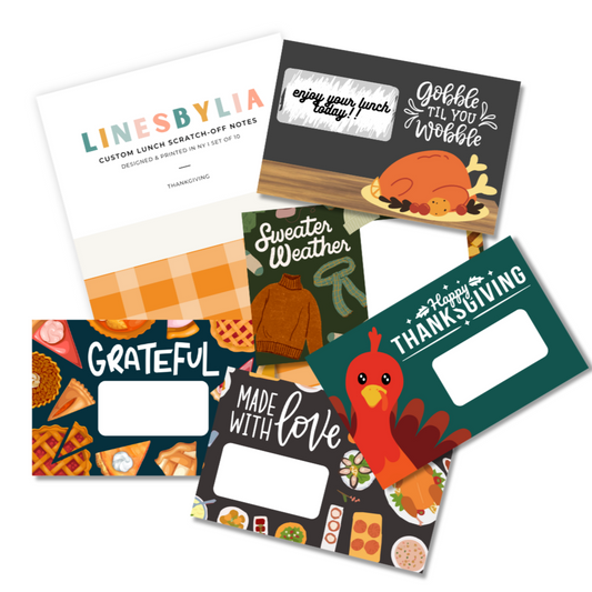 Thanksgiving Scratch-off Lunchbox Note Cards