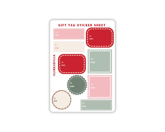 Minimal Holiday Gift Tag Sticker Sheet