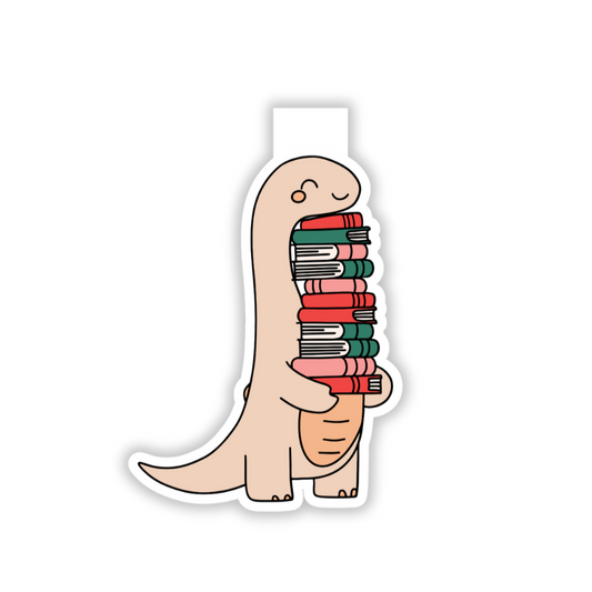 Dinosaur With Books Magnetic Bookmark