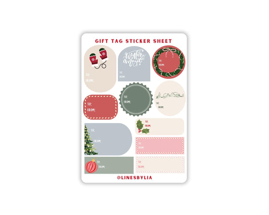 Christmas Holiday Gift Tag Sticker Sheet