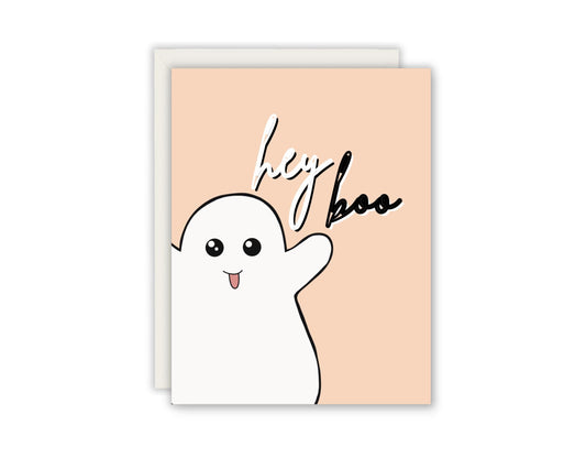 Hey Boo Halloween Blank Greeting Card