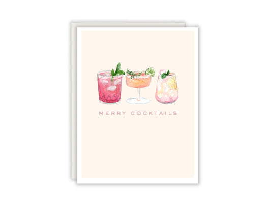 Yellow Merry Cocktails Greeting Card