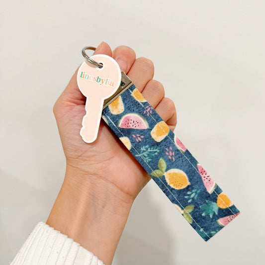 Lemon & Watermelon Key Fob I Fruit Themed Wristlet I Trendy Keychain