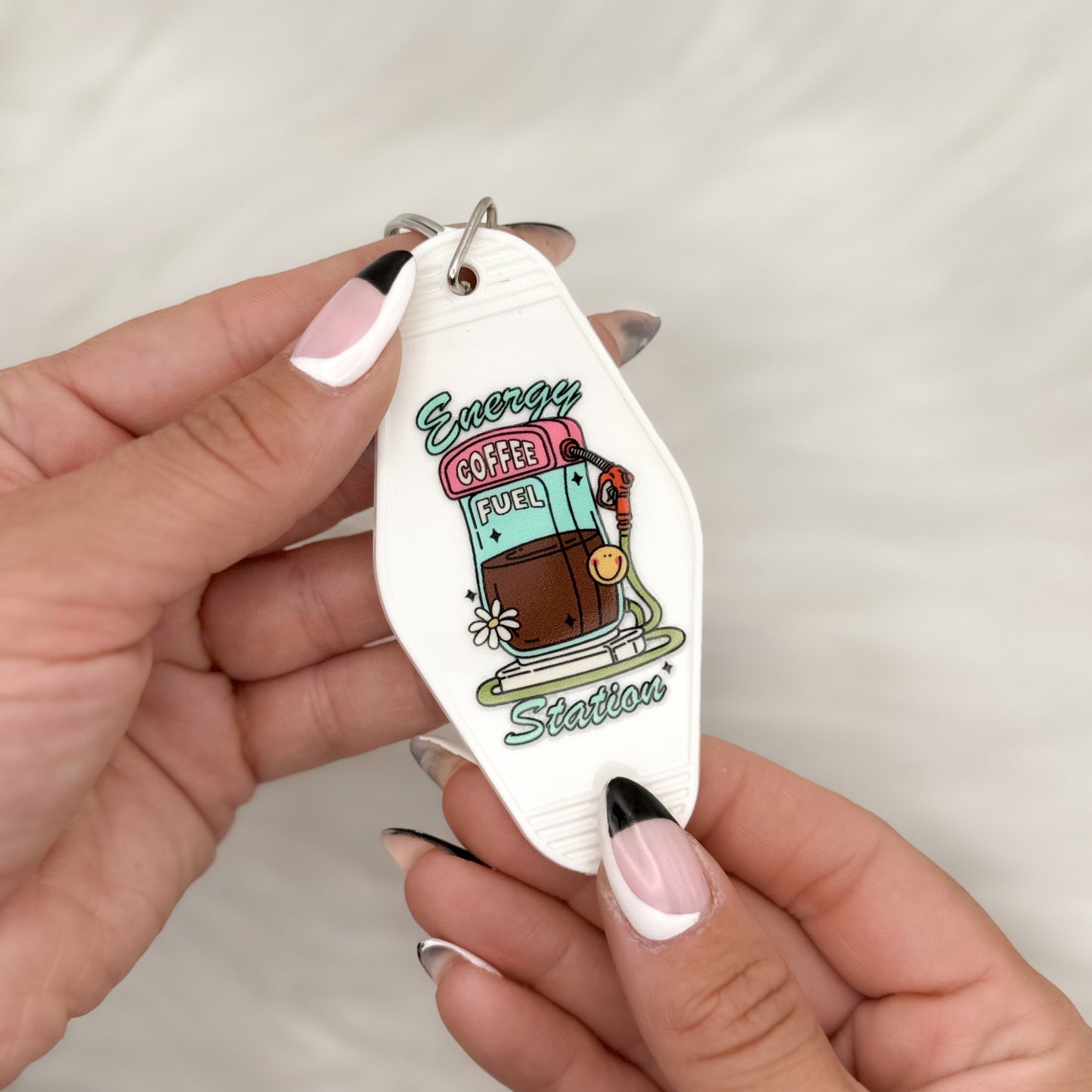 Coffee Gas Station Motel Keychain