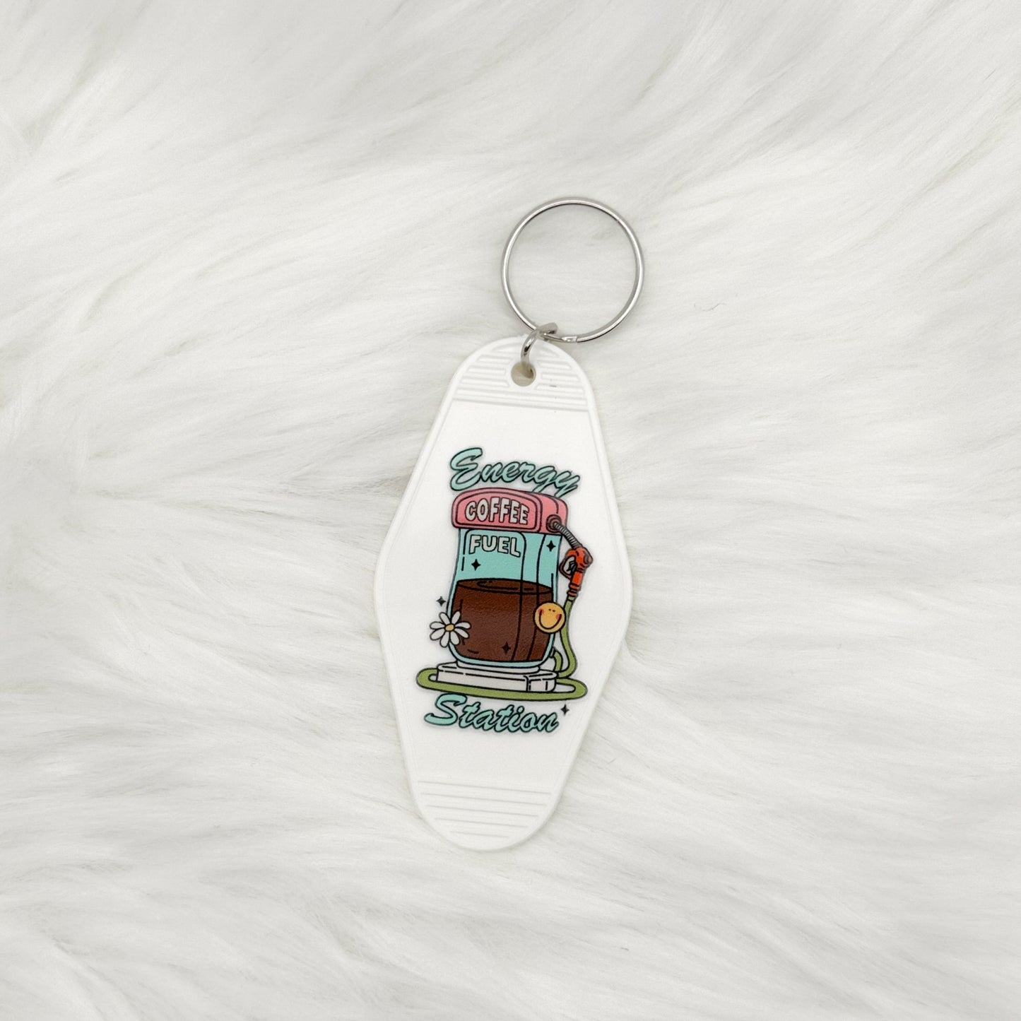 Coffee Gas Station Motel Keychain