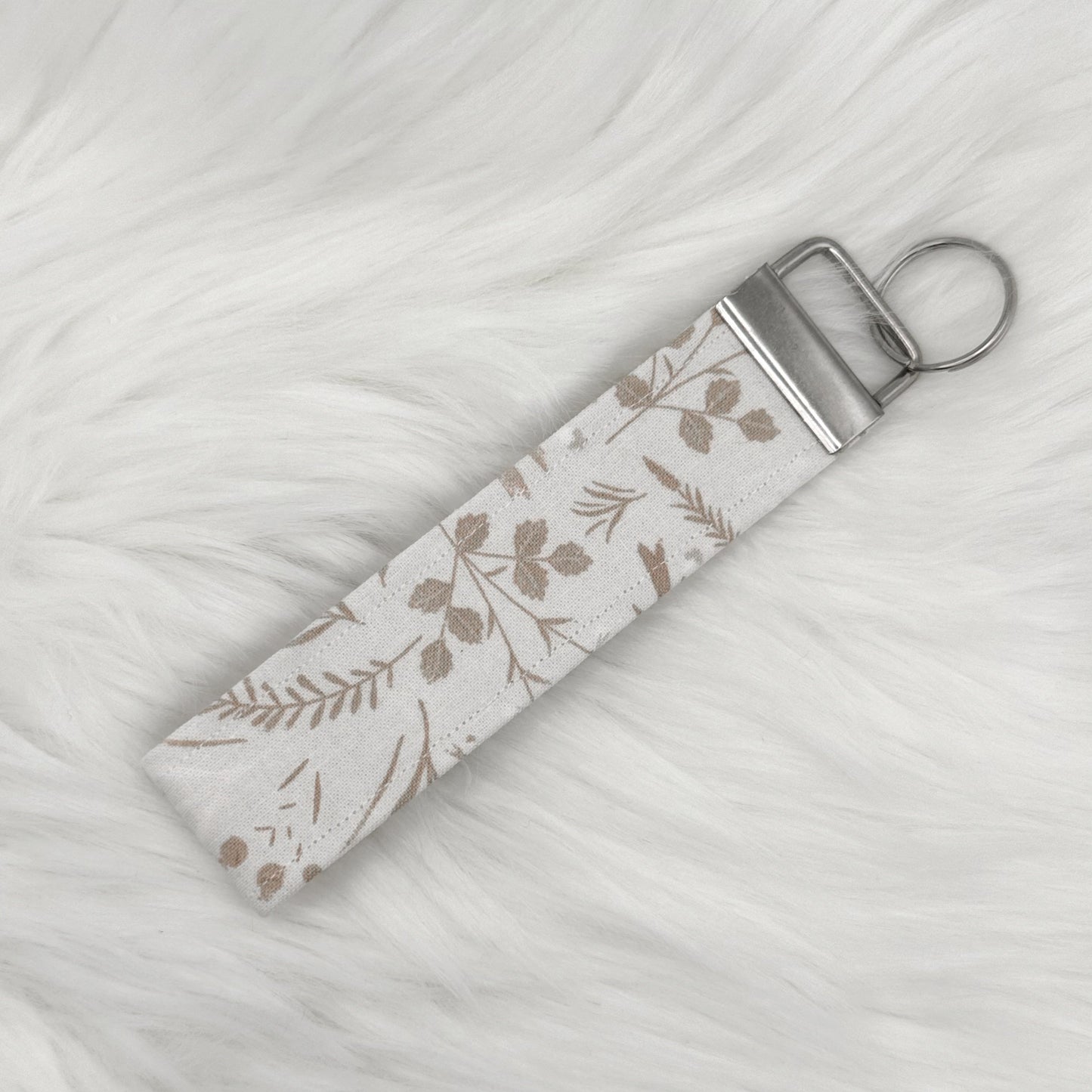 Tan Floral Wristlet Keychain