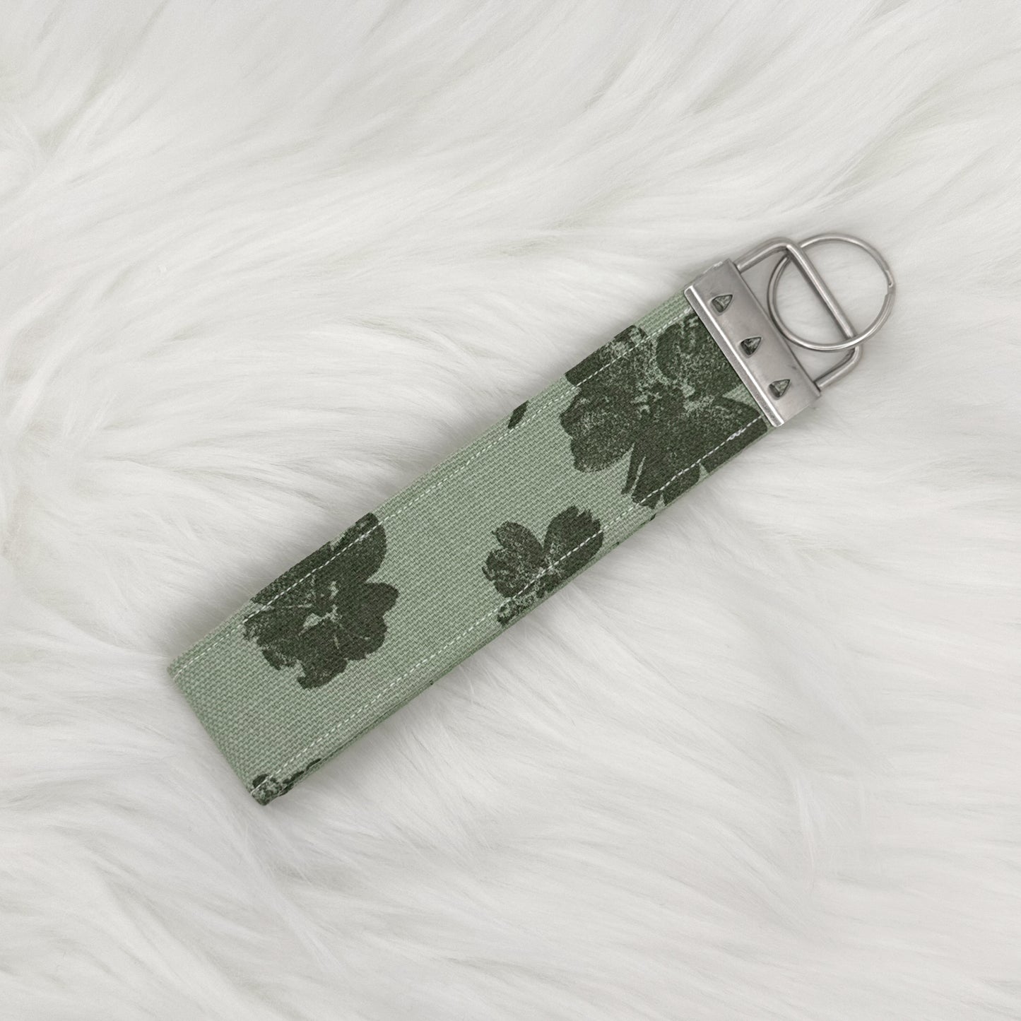 Green Floral Wristlet Keychain