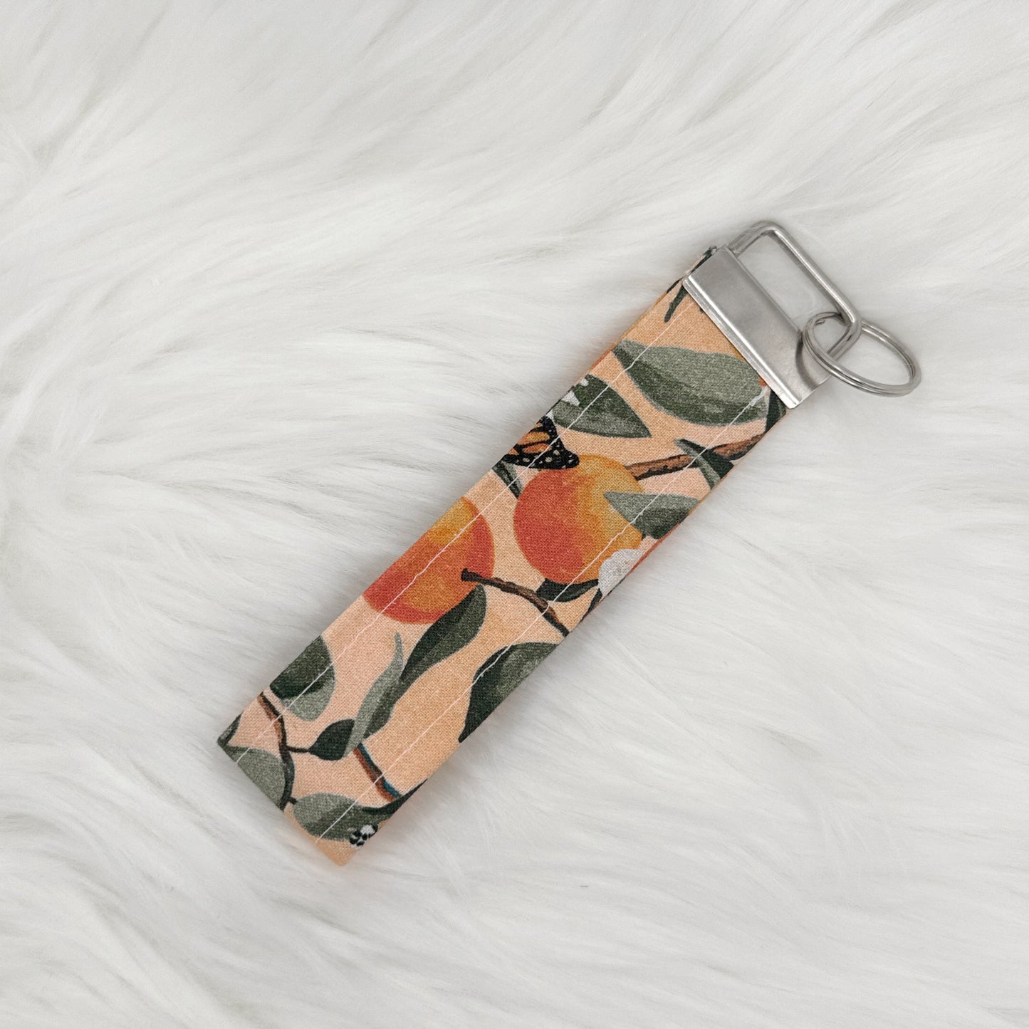 Oranges & Butterfly Wristlet Keychain