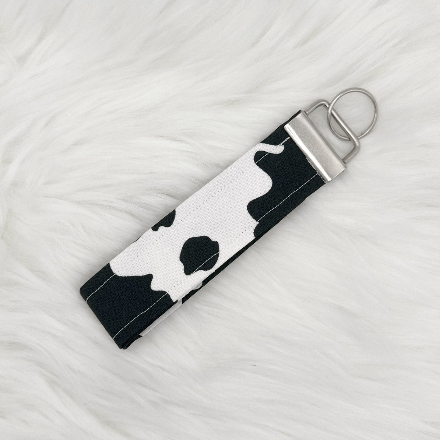 Cow Print Wristlet Keychain