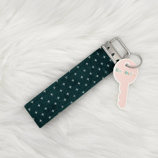 Green Checkered Wristlet Keychain