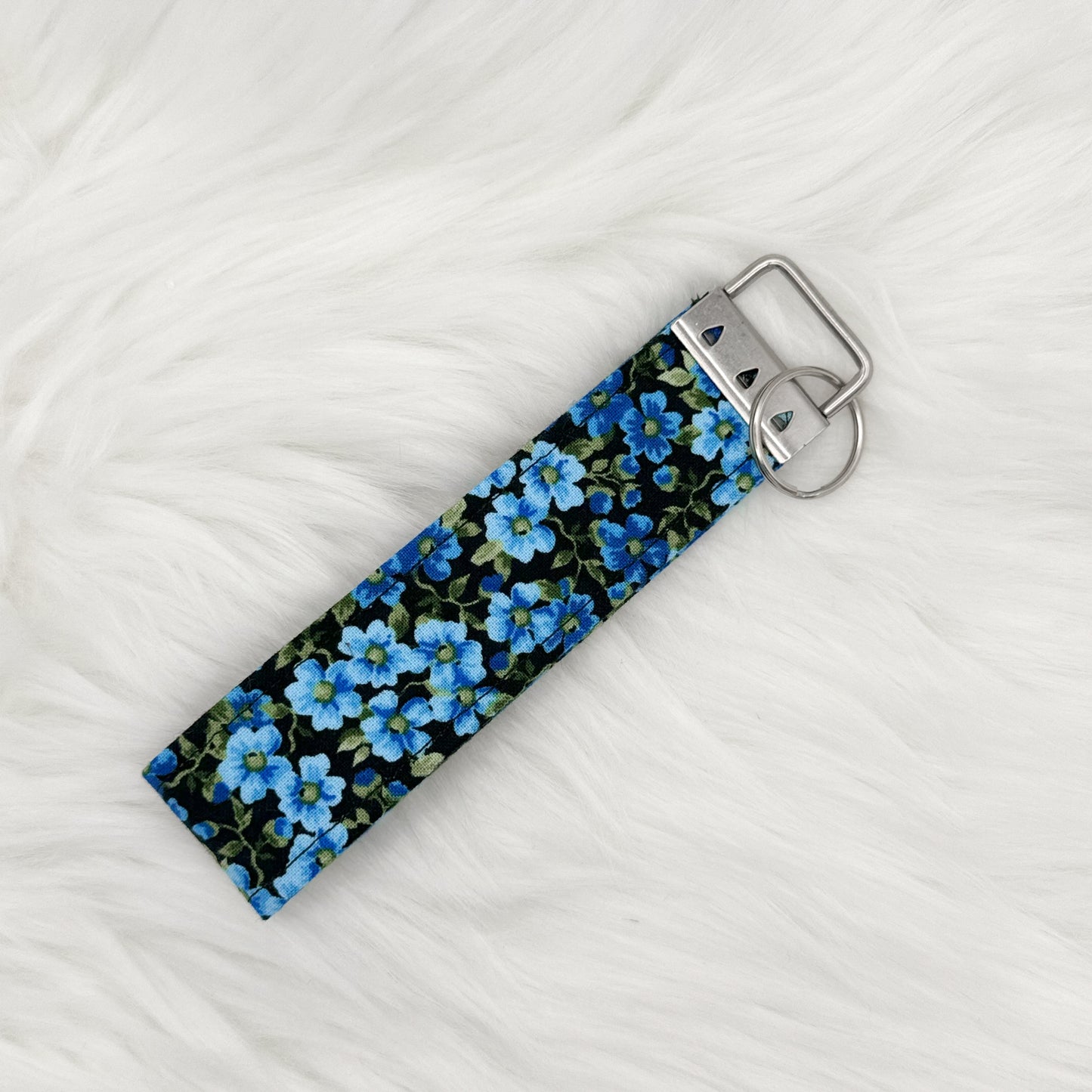 Light Blue Floral Wristlet Keychain