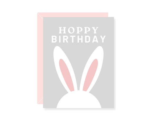 Hoppy Birthday Greeting Card Grey