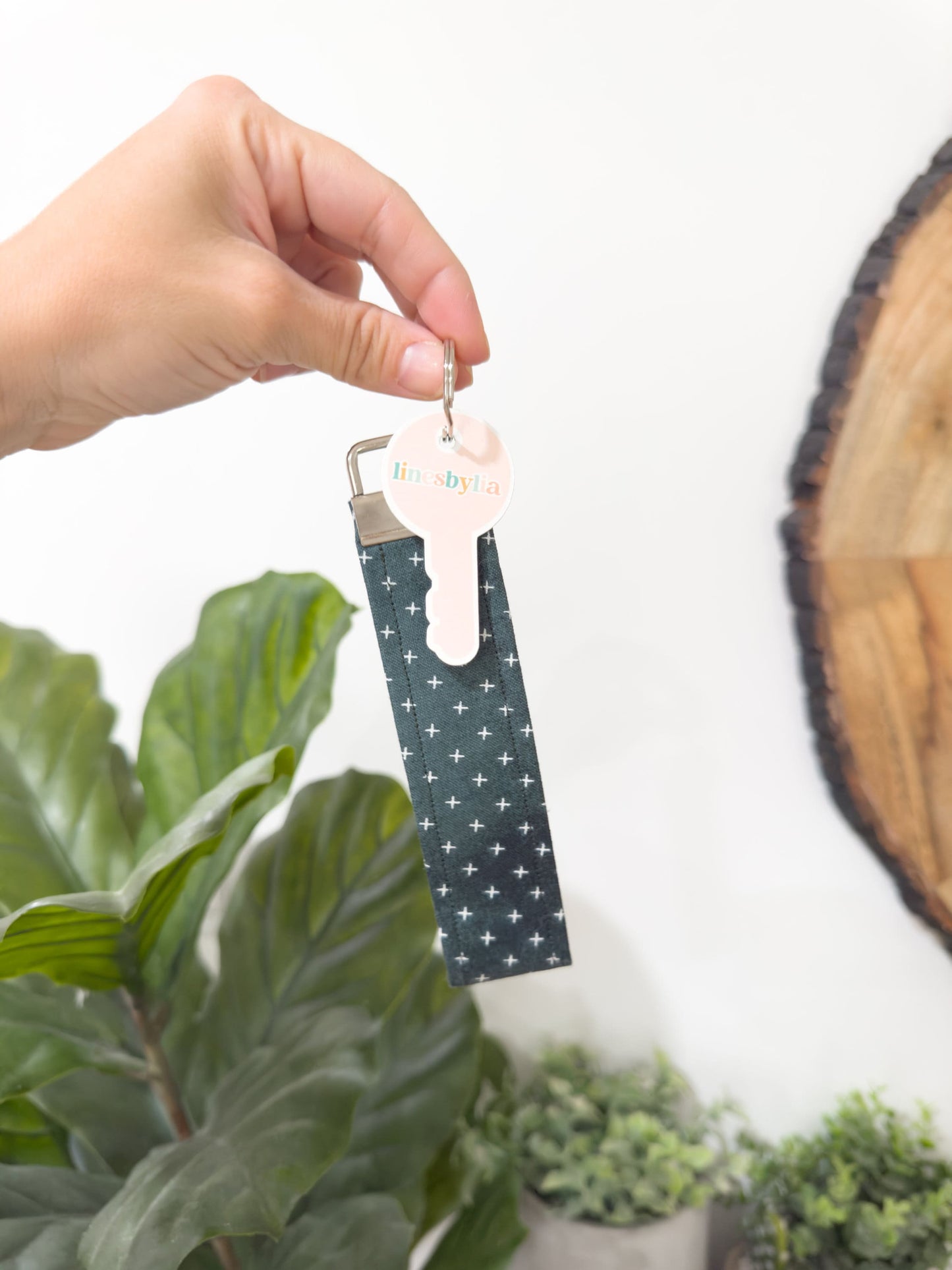 Green Checkered Wristlet Keychain